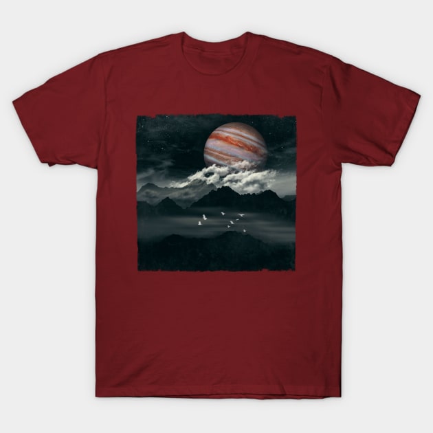 Jupiter above Mountains T-Shirt by DyrkWyst